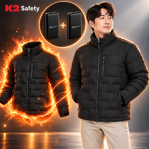 K2 세이프티 남자 패딩 남성경량패딩 겨울 보온성 동계 작업복 하이브리드 발열자켓 - 상품 이미지