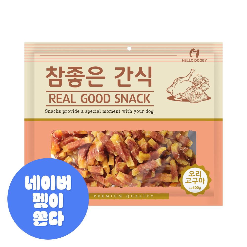 헬로도기 강아지대용량간식 애견간식 오리고구마, 600g, 1개
