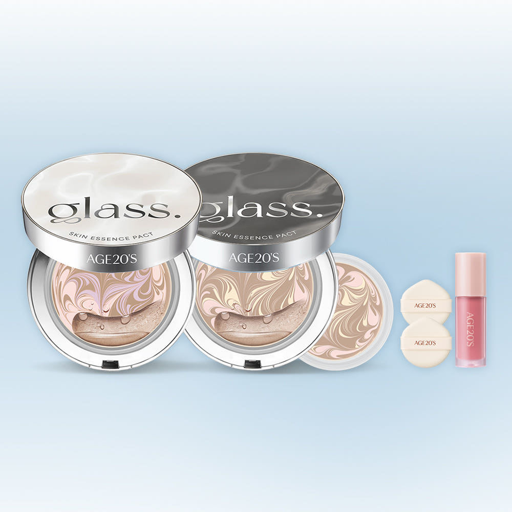 에이지투웨니스 글래스 스킨 에센스 팩트 글로우/퍼펙트 12.5g 본품+리필(+퍼프2매+벨벳 미니블러셔) (SPF50+) 광채 촉촉 파운데이션