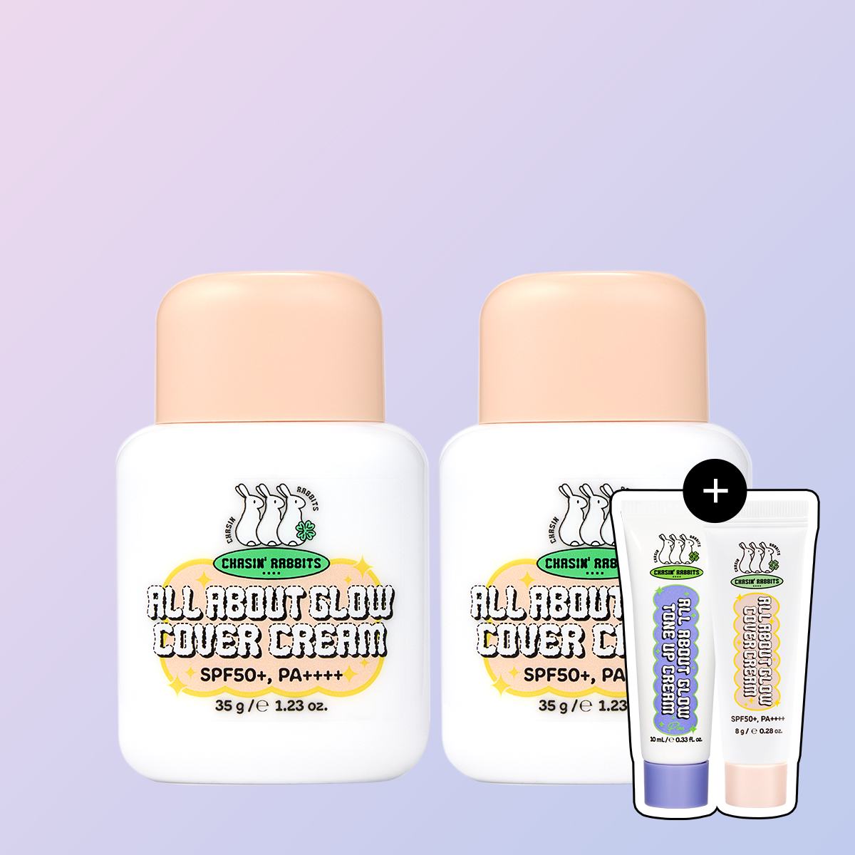 [2개] 체이싱래빗 올어바웃 글로우 파데프리 베이지 커버크림 35g SPF50+ PA++++ - 상품 이미지
