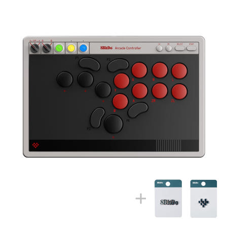 [해외]8Bitdo 스위치/스위치 2 및 윈도우용 올버튼 아케이드 무선 컨트롤러 저프로파일 기계식 스위치 빠른 매핑 기능이 있는 4 프로그래머블 버튼 핫스왑 PCB 블루투스 2.4