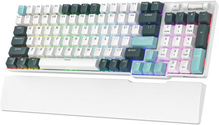[해외]RK ROYAL KLUDGE RK96 RGB 무선 기계식 게이밍 키보드 손목 받침대 90 96키 핫스왑 3모드 BT5.0/2.4G/USBC Linear Camp Green