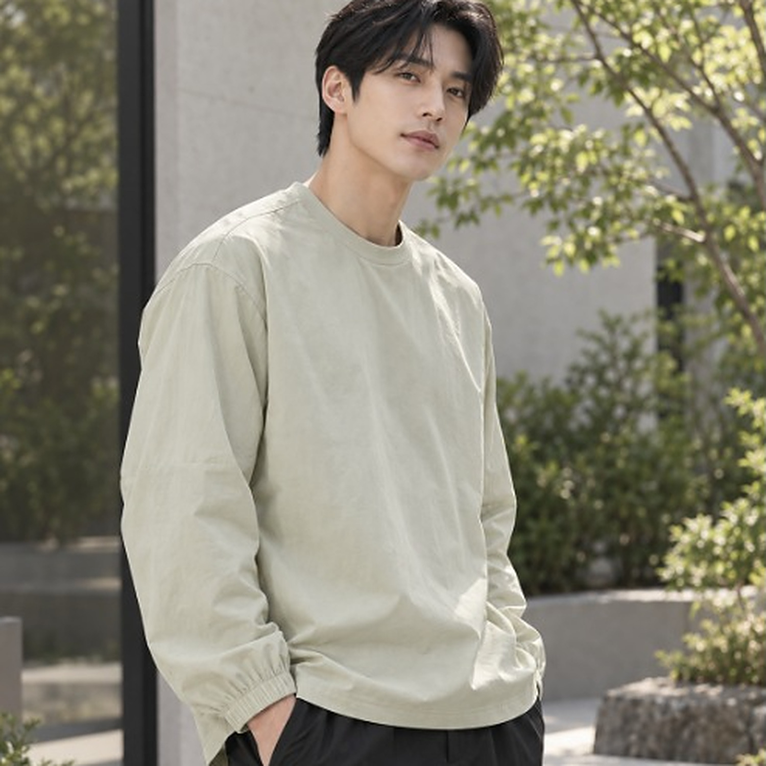 옥스타 남녀공용 라이트 윈드 우븐 맨투맨 - 상품 이미지