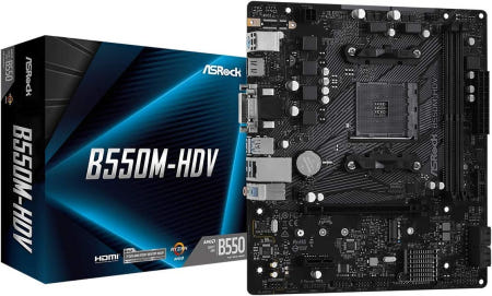[해외]ASRock B550MHDV 소켓 AM4 MicroATX 메인보드 AMD Ryzen 5000/4000/3000 시리즈 프로세서 지원 DDR4 4733+(OC) Motherb