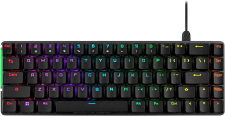 [해외]ASUS ROG 팔치온 에이스 65 RGB 컴팩트 게이밍 기계식 키보드 블랙 Lubed NX 레드 스위치 및 안정기 방음 폼 PBT 키캡 KVM 지원 유선 Red Black