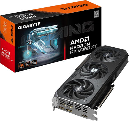 [해외]기가바이트 Radeon RX 9060 XT Gaming OC 8G 그래픽 카드 PCIe 5.0 8GB GDDR6 GVR9060XTGAMING OC8GD Black