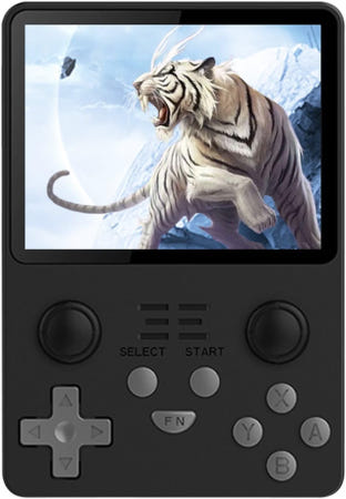 [해외]Powkiddy RGB20S 핸드헬드 아케이드 콘솔 15000개 게임 내장 및 64G 저장 공간 3.5인치 IPS 스크린 오픈 소스 시스템 클래식 에뮬레이터 (블랙)