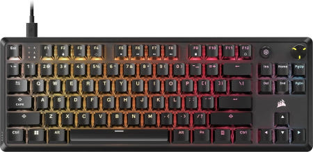 코르세어 K70 CORE TKL RGB 텐키리스 기계식 와이어드 게이밍 키보드 – 프리 러브드 MLX 레드 v2 리니어 스위치 SOCD ABS 더블샷 키캡 사운드 댐핑 Wired