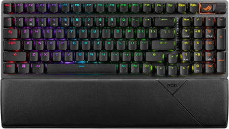[해외]ASUS ROG Strix Scope II 96 무선 기계식 게이밍 키보드 – 풀사이즈 트라이 모드 연결 핫스왑 가능 사전 러브 된 NX 스노우 Strix Snow Line