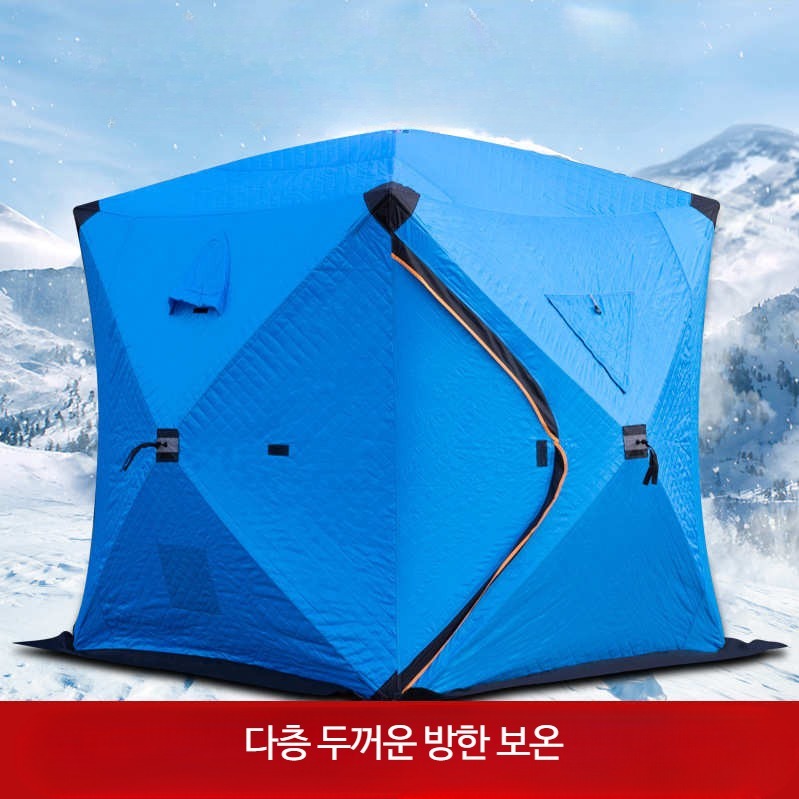 겨울 텐트 두꺼운 면 누빔 방한 방풍 방수 휴대용 쉘터 접이식 - 상세 이미지 2