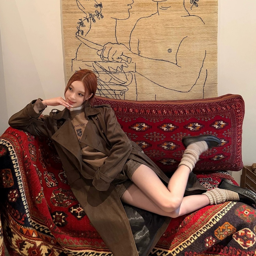 스웨이드 트렌치코트 오버핏 롱트렌치코트 2color - 상세 이미지 4
