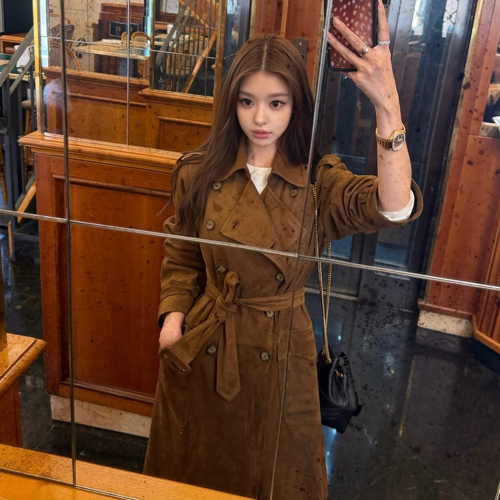 스웨이드 트렌치코트 오버핏 롱트렌치코트 2color - 상세 이미지 2