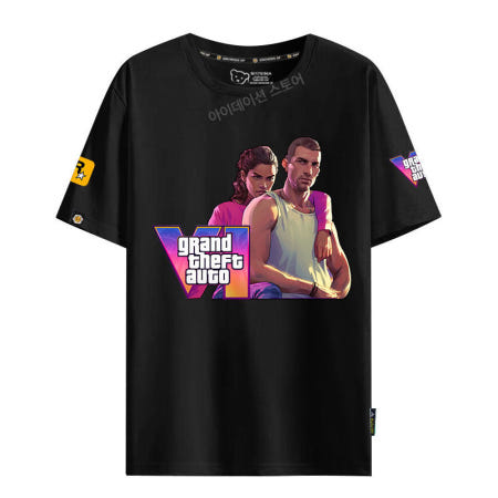 아이데이션 협력사 [해외]GTA6 캐릭터 반팔티 남녀공용 오버핏 캐주얼 면 티셔츠