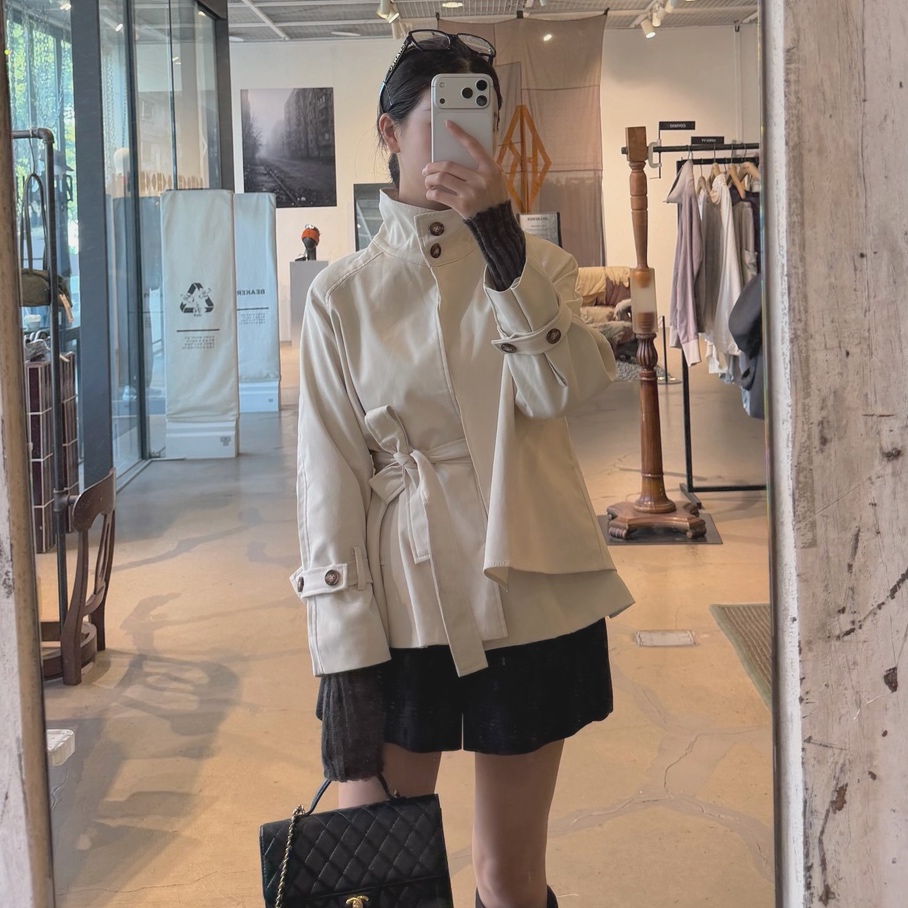 [~9/30까지 5% 신상 할인] 숏 스트랩 트렌치코트 2color