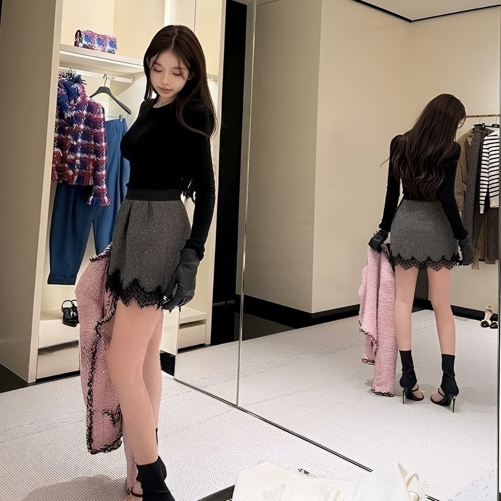 모직 트위드 레이스 가을 반바지 3type - 상세 이미지 4