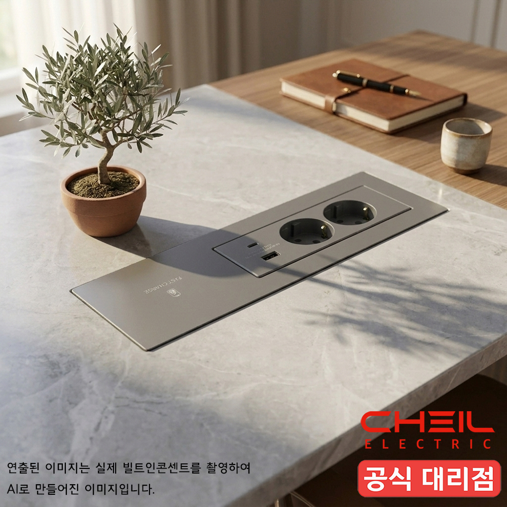 제일 빌트인 콘센트 2구 회전+USB A+C+무선충전 플러그 타입 다크그레이 - 상세 이미지 4