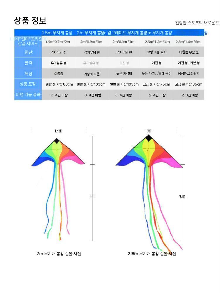 연날리기 가오리 연 나비 야외놀이 한강 성인용 1.5m 단품 - 상세 이미지 2