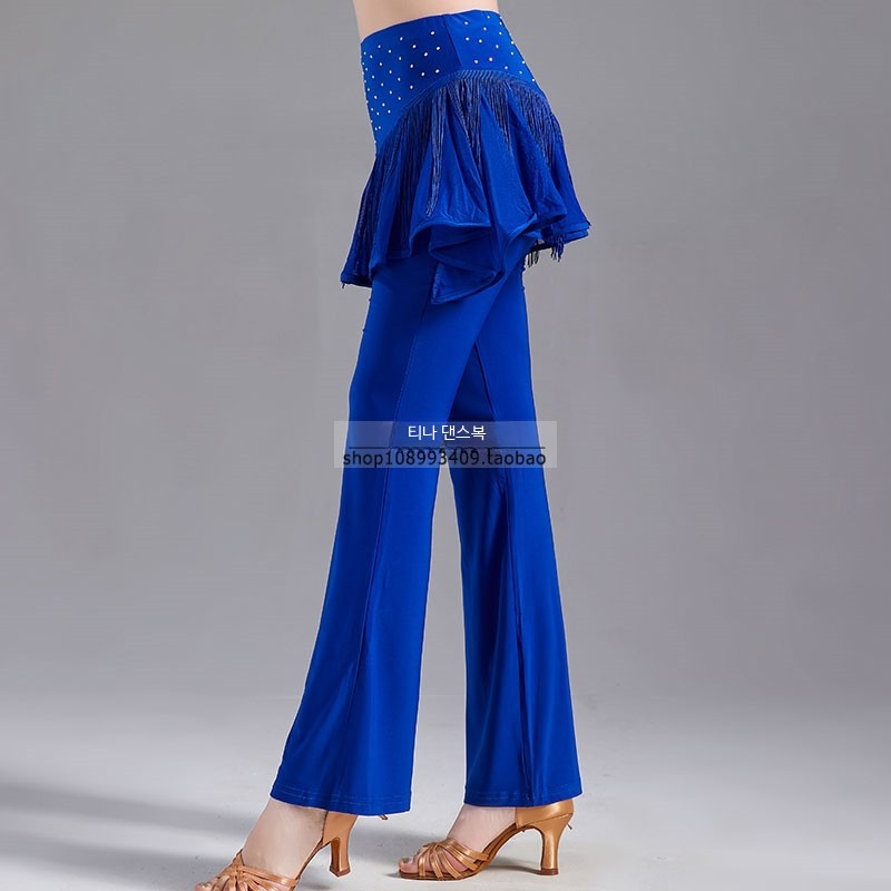 여성 라인댄스 치마바지 와이드 팬츠 공연복 연습복 스포츠웨어 블랙 - 상세 이미지 3