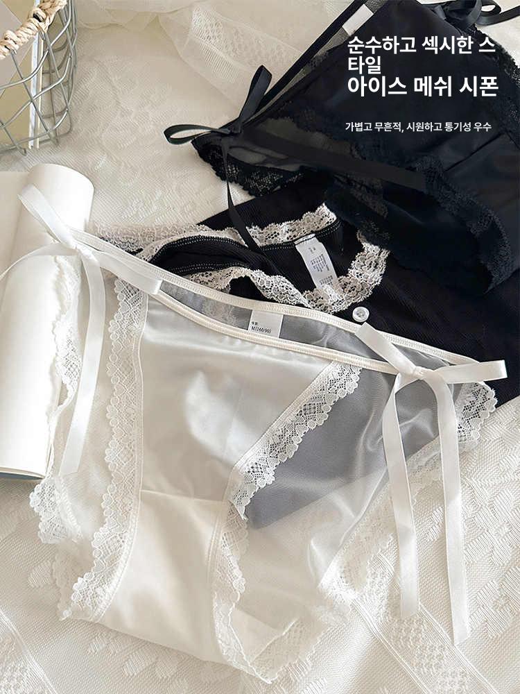 여성 레이스 리본 러블리 심리스 팬티 속옷 햄팬티  - 상세 이미지 3