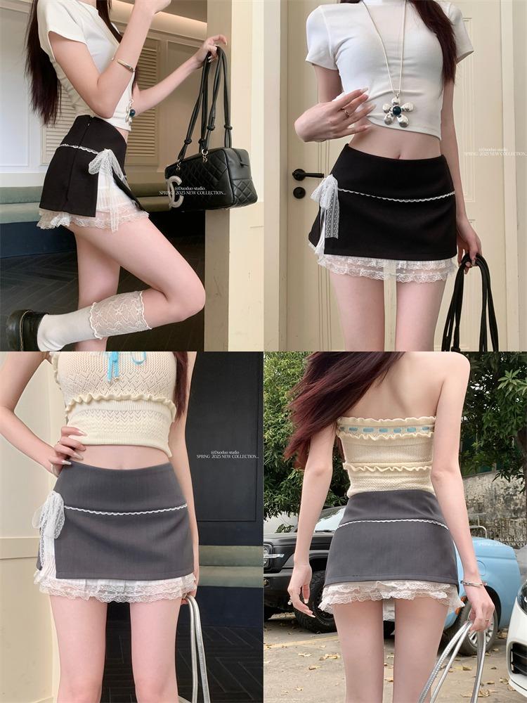미니스커트 치마 바지 팬츠 댄스웨어 프릴 라인댄스복 짧은 옆트임 레이스 스커트 - 상세 이미지 5