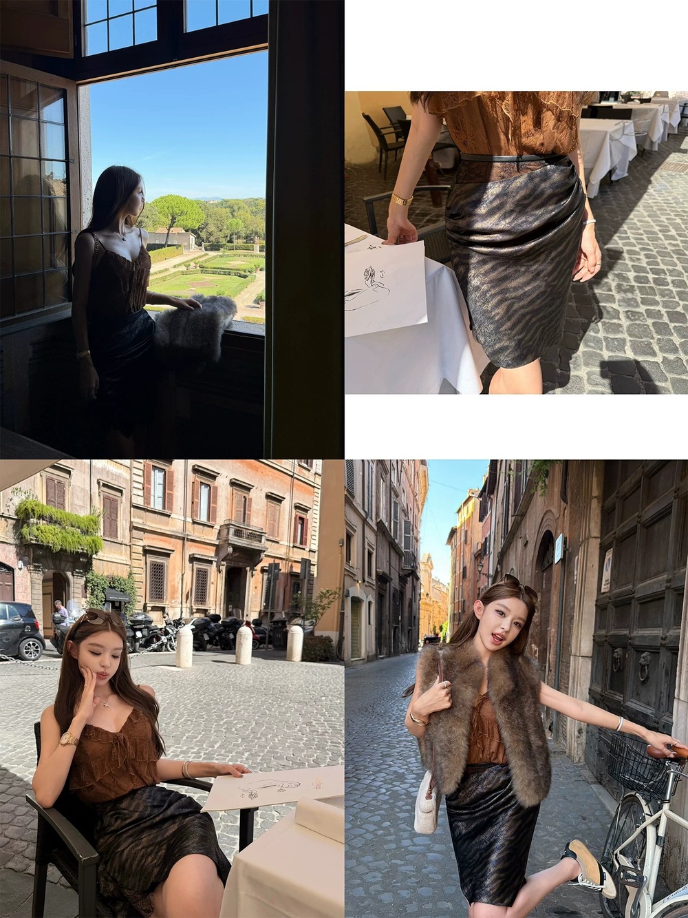 레이스 캐미솔 타이거 스커트 가을 투피스 4type 이미지 7
