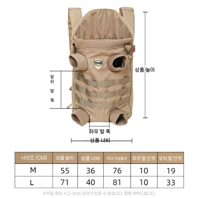 중형견 백팩 이동가방 배낭 강아지 포대기 초록색 M 이미지 6
