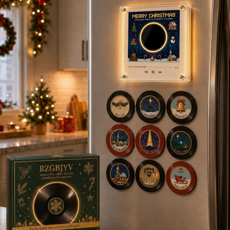 레코드판 냉장고자석 크리스마스 마그넷 lp 플레이어 캐롤 성탄절 선물 이미지 1