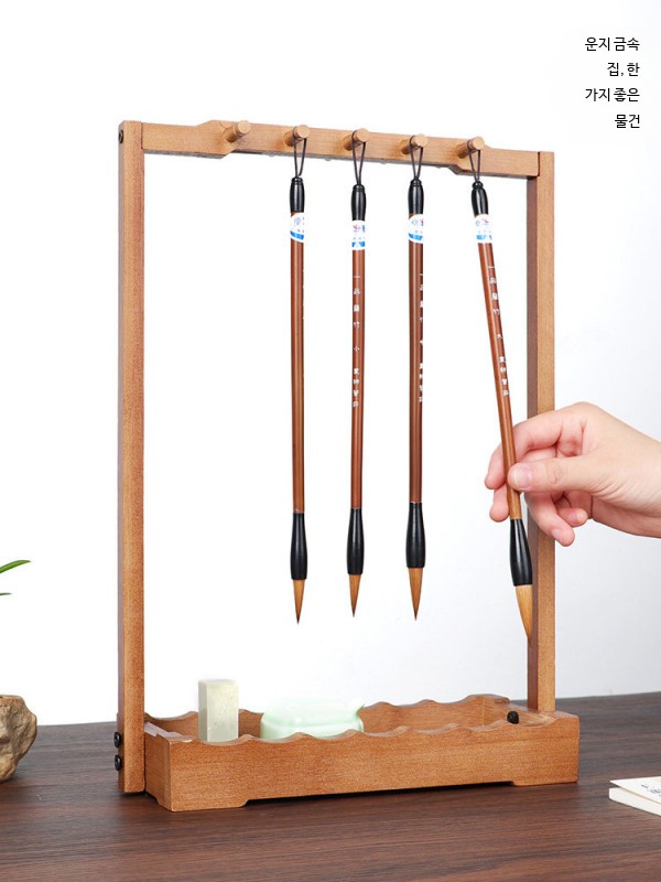 원목 붓걸이 거치대 선물용 서예 붓거치대 정리대 대나무 펜 걸이 10개 - 상세 이미지 4