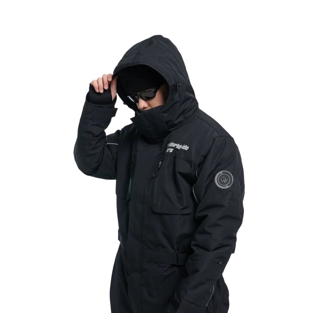 라이더무드 오토바이 방한복 블랙 겨울 배달 우주복 일체형 라이더 상품 이미지