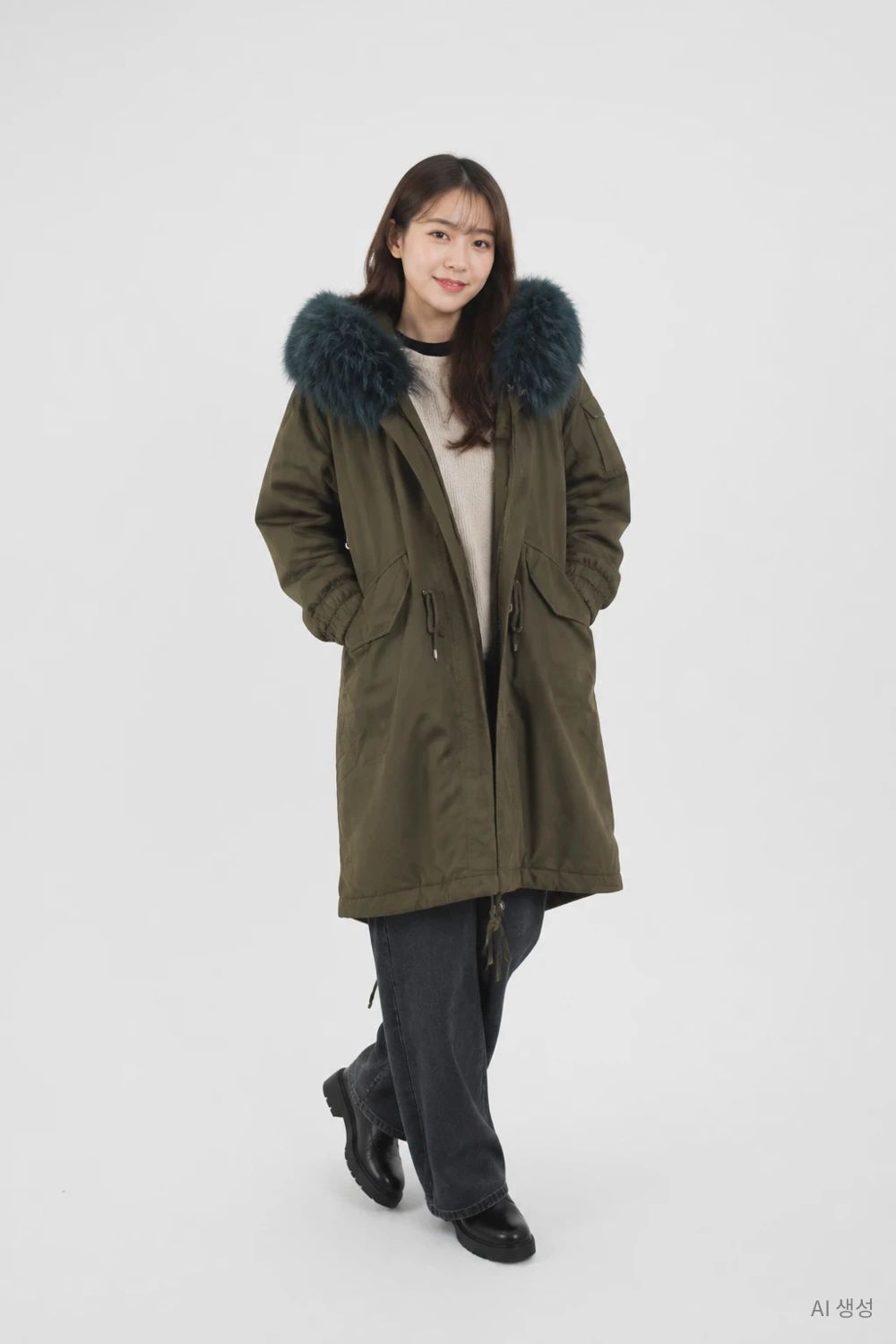 제이바이 카키 여자 85-160 패딩 O6606 - 상품 이미지