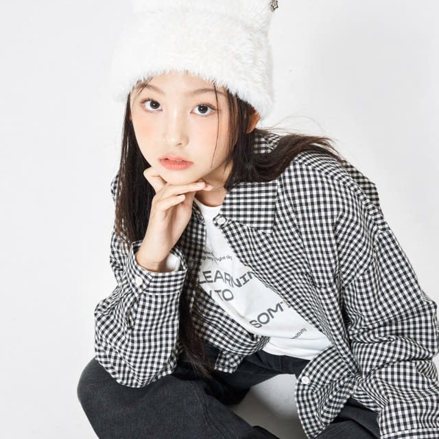 더데이걸 백 나염 박시 체크셔츠 TGBW26W01