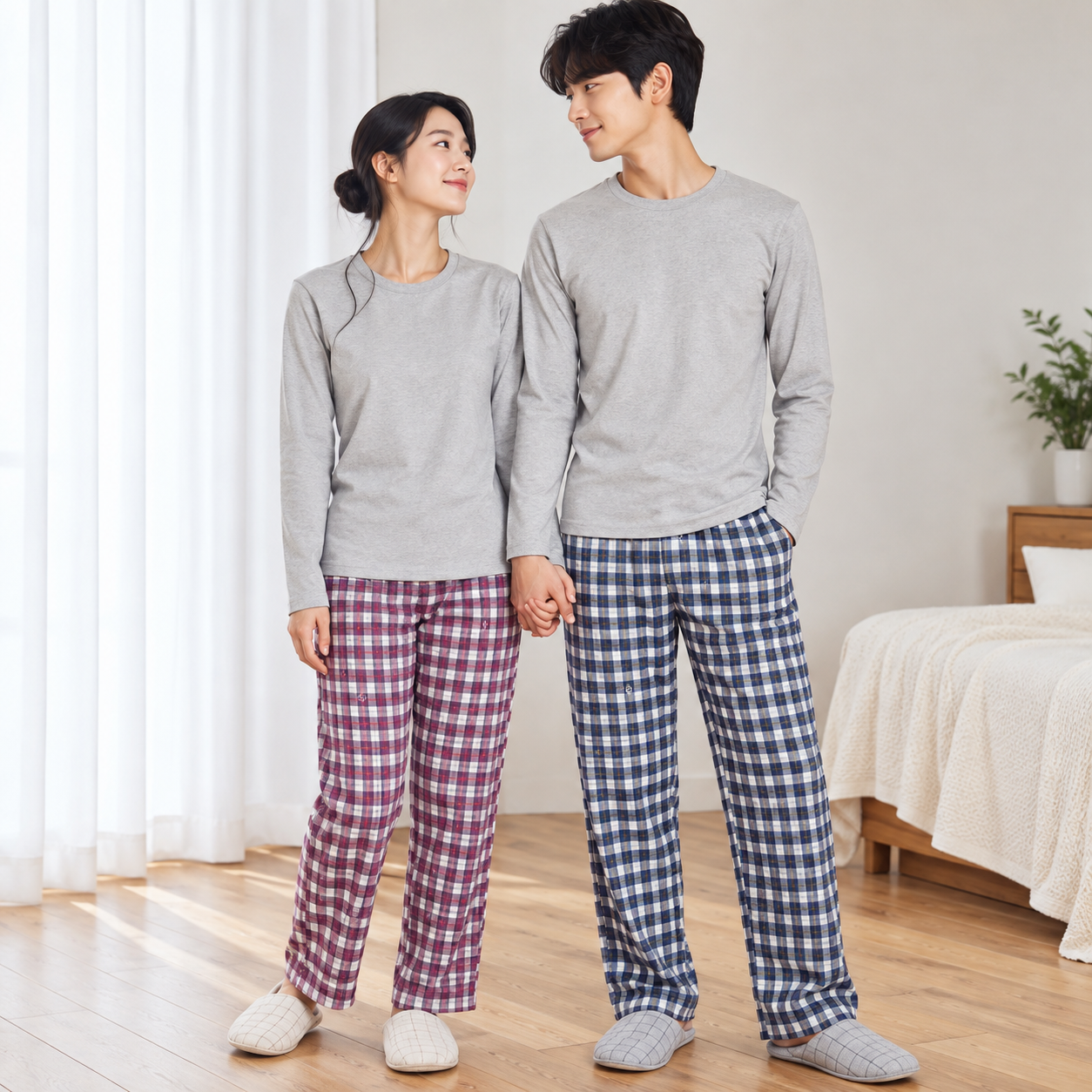마누아 국산 다이마루 면100 남녀 9부 파자마 ap9 205 - 메인 이미지