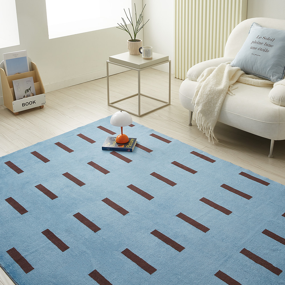 루에바 리듬스틱 아이방 러그 사계절 고밀도 미끄럼방지 논슬립 워셔블 더스티블루, 100x150cm - 상세 이미지 4