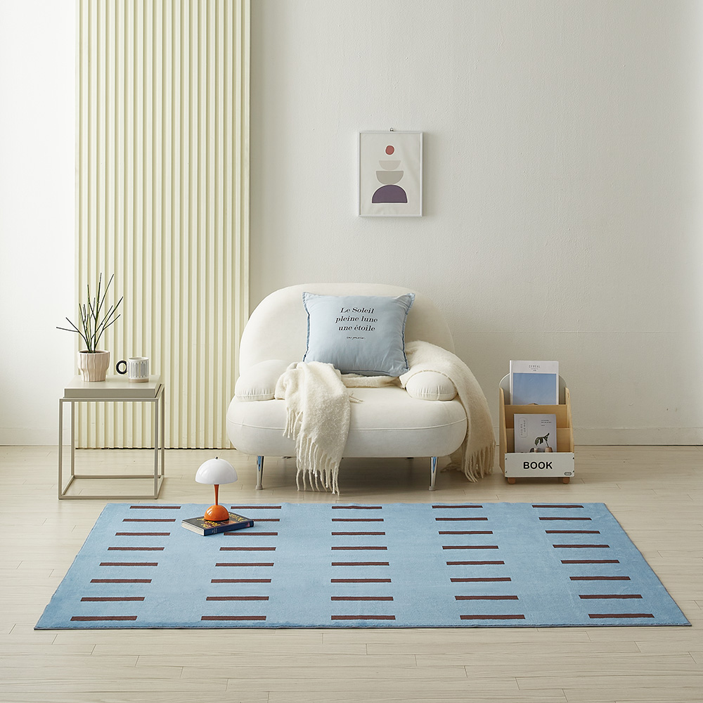 루에바 리듬스틱 아이방 러그 사계절 고밀도 미끄럼방지 논슬립 워셔블 더스티블루, 100x150cm - 상세 이미지 2