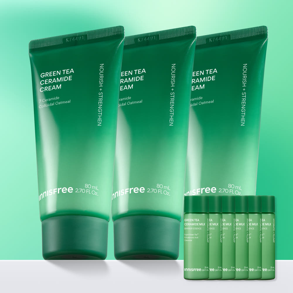 [트리플구성] 이니스프리 그린티 세라마이드 버터 보습 크림 / 수분 속건조 장벽 화잘먹 80ml, 3개 제품 이미지
