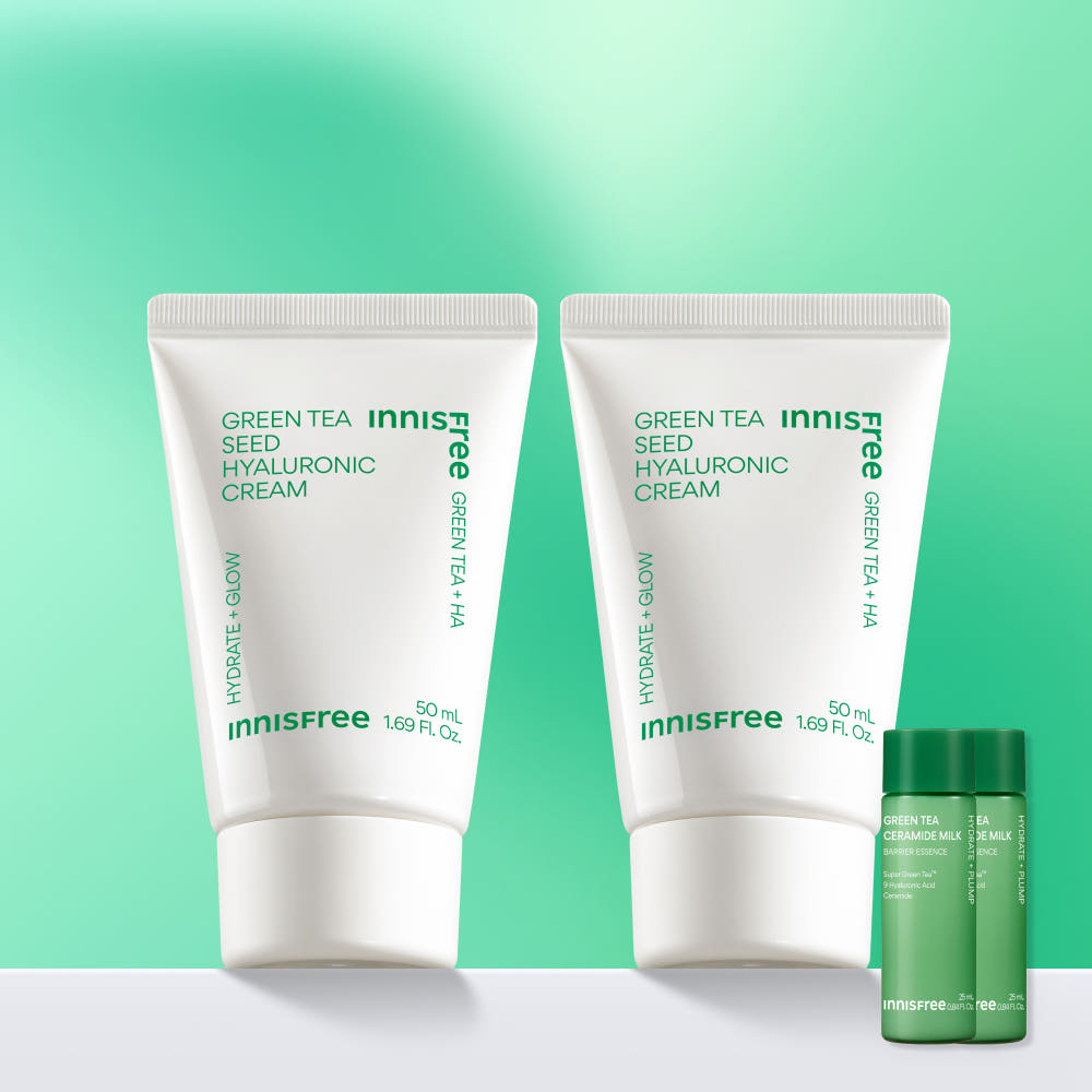 [더블구성] 이니스프리 그린티 씨드 히알루론산 보습 속건조 수분크림 50ml, 2개