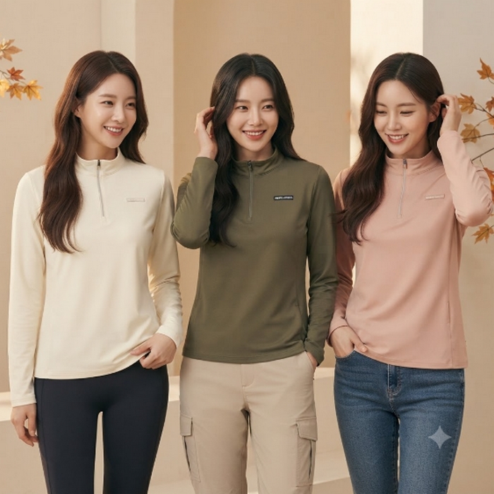 네파 여자 가을 하이넥 집업 아웃도어 기능성 등산 긴팔 티셔츠 - 상세 이미지 2