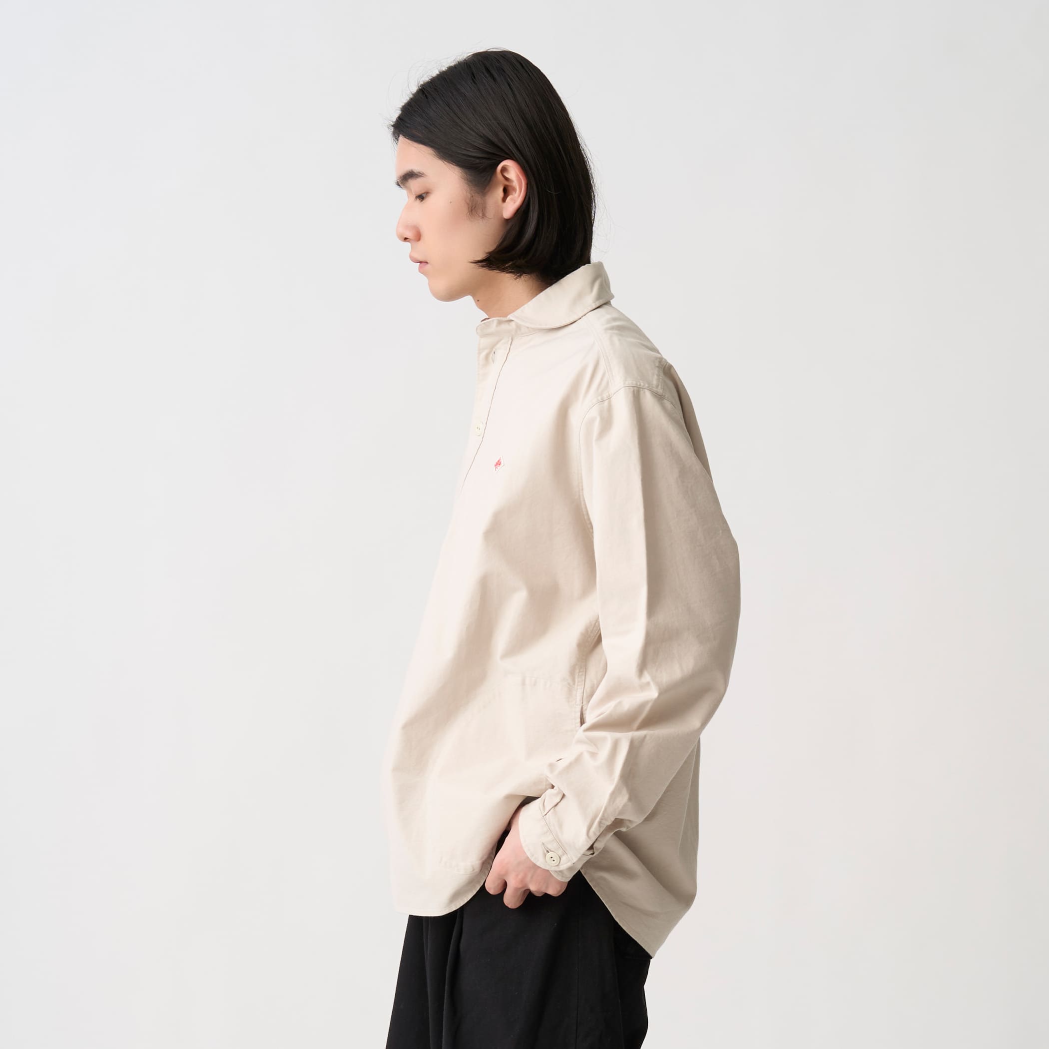 단톤 옥스포드 라운드 칼라 풀오버 반집업 긴팔셔츠 남성 26FW [관부가세포함] - 상세 이미지 3