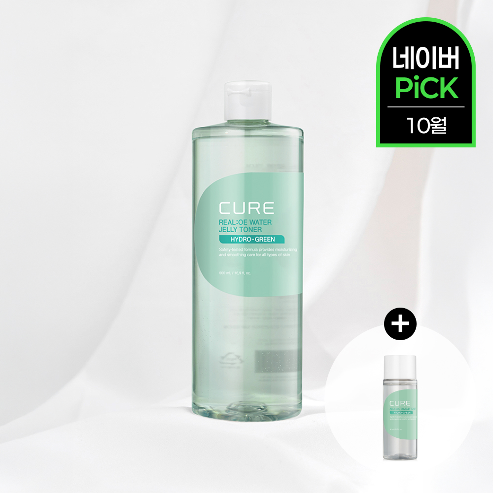 [네이버 단독 토너 50ml 증정] [김정문알로에] 큐어 알로에 워터 젤리토너 500ml, 1개
