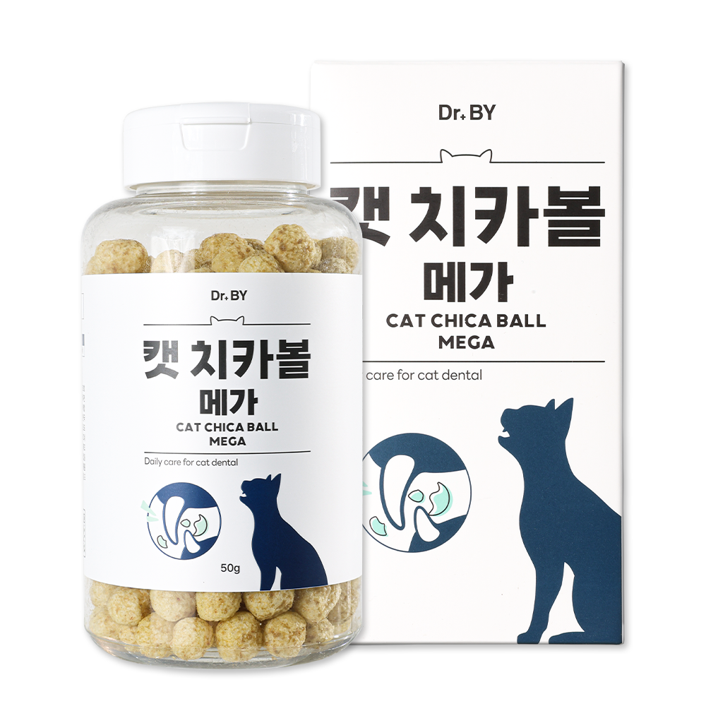 닥터바이 캣 치카볼 메가 빅사이즈 고양이 이빨과자 덴탈간식 치아 입냄새 구강 건강, 50g, 1개 - 상품 이미지