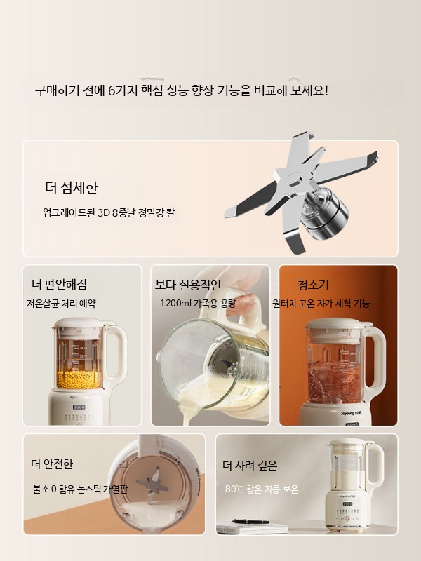 두유제조기 가정용 자동 콩물 죽 이유식 스프 제조기 저소음 대용량 800밀리리터 - 상세 이미지 3
