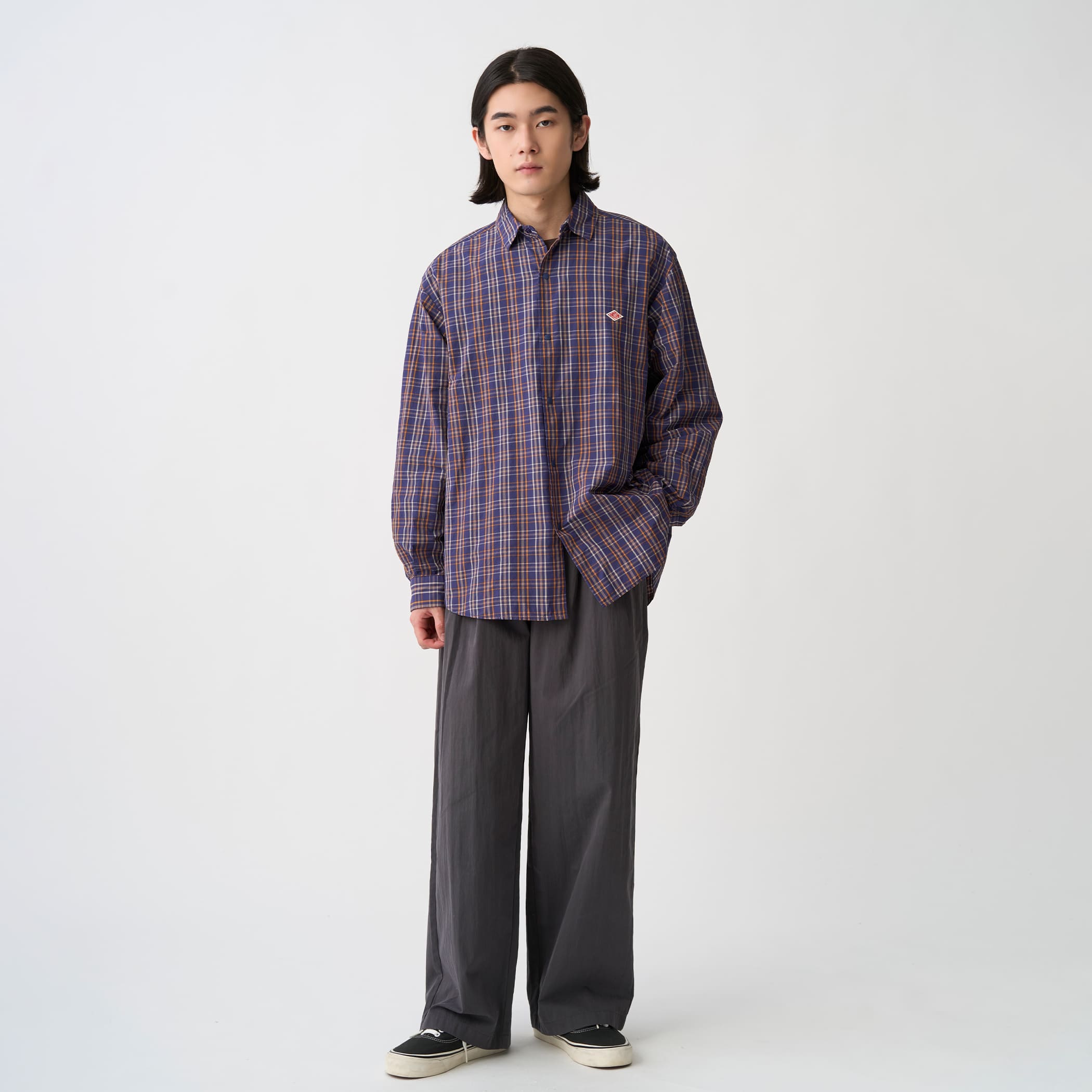 단톤 나일론 레귤러 카라 체크 셔츠 남방 남성 26FW [관부가세포함] - 상세 이미지 3