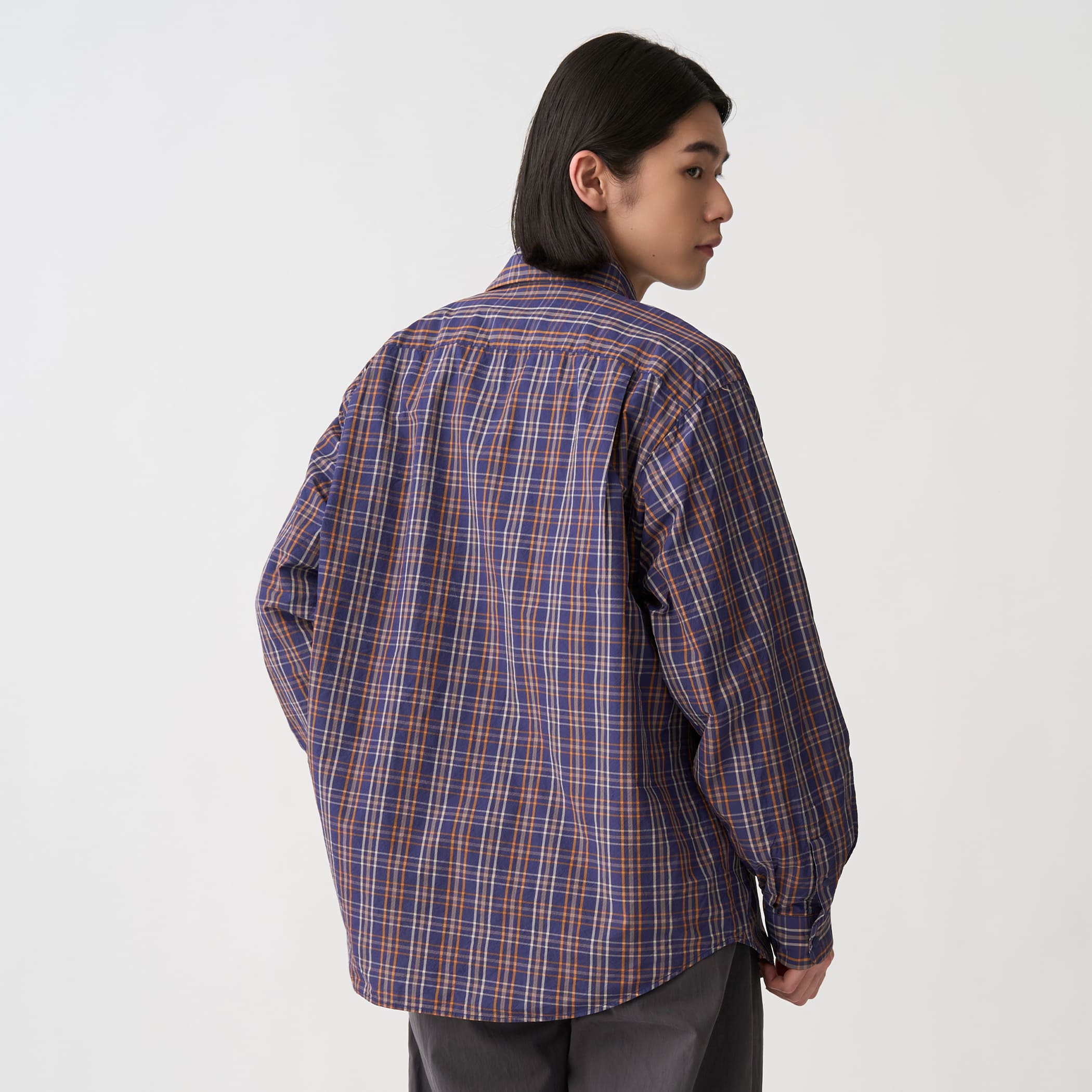 단톤 나일론 레귤러 카라 체크 셔츠 남방 남성 26FW [관부가세포함] - 상세 이미지 4