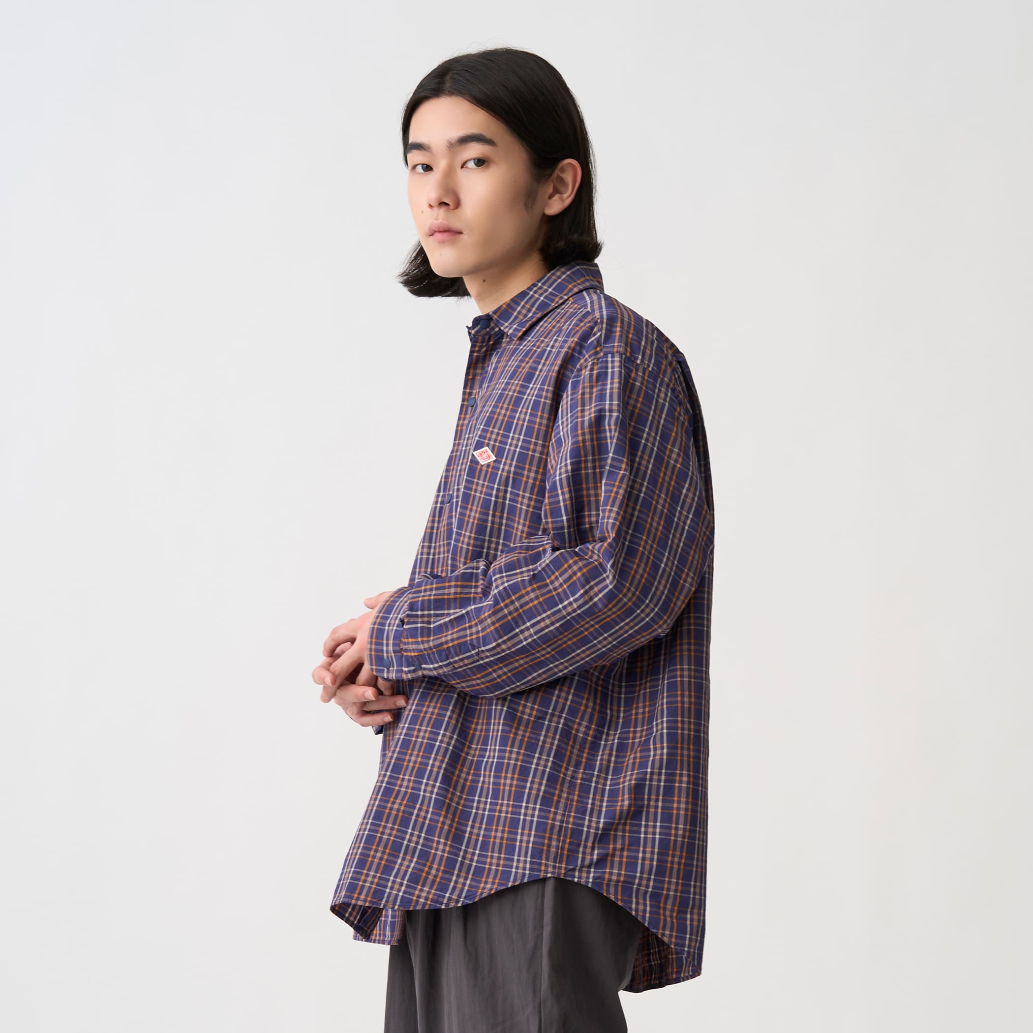 단톤 나일론 레귤러 카라 체크 셔츠 남방 남성 26FW [관부가세포함] - 상세 이미지 2