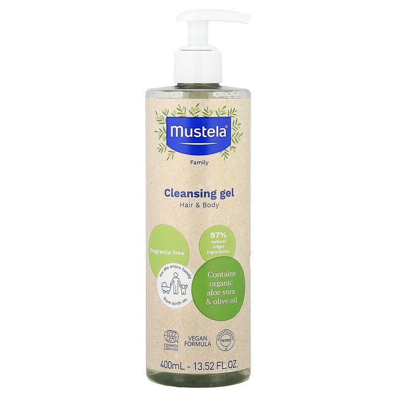 Mustela 패밀리 클렌징 젤 헤어 바디 무향 400ml, 1개 - 상품 이미지
