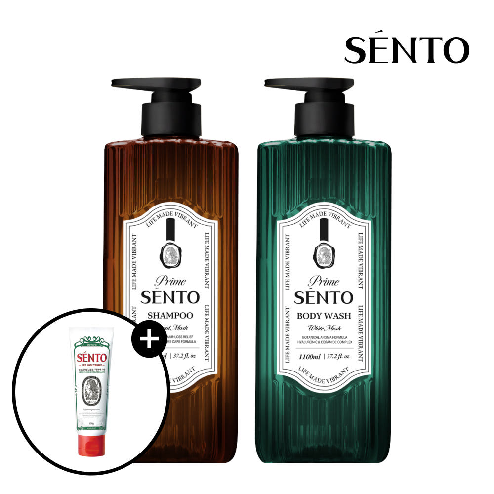센토 프라임 샴푸 1100ml + 프라임 바디워시 1100ml + 치약