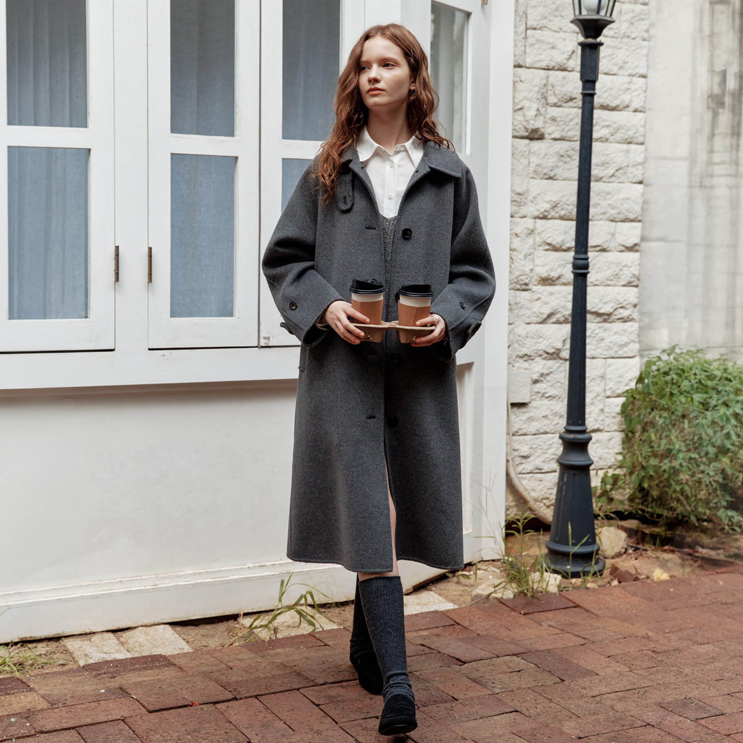 [제로스트릿] [2컬러] 핸드메이드 메이플 울 롱 코트 HAND MADE MAPLE WOOL LONG COAT - 상품 이미지