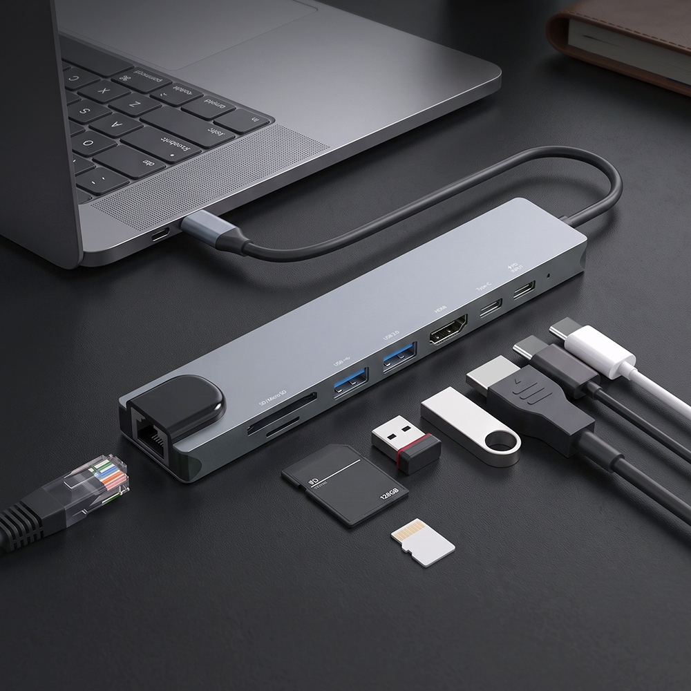 모락 프로토 8포트 Type-C DEX HDMI USB 3.0 이더넷 멀티 허브 C8HUB