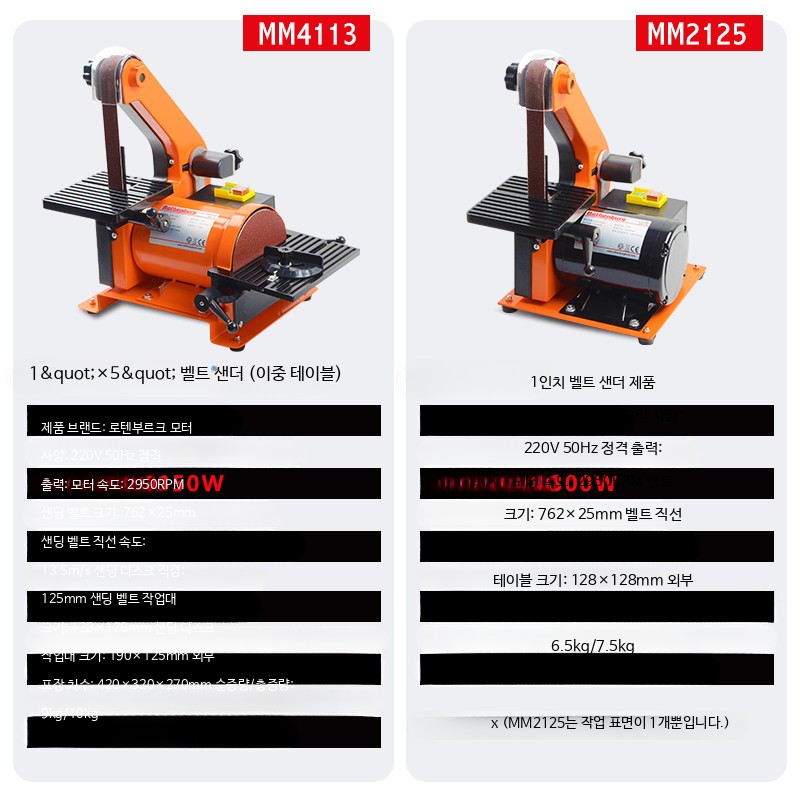 탁상형 벨트 샌더 금속 목공 연마기 디스크 겸용 - 상세 이미지 2
