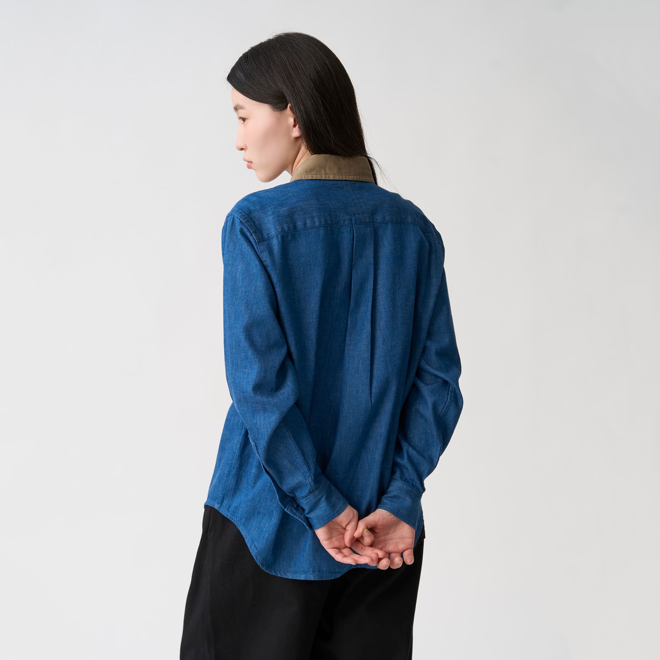 단톤 데님 코듀로이 카라 청셔츠 인디고 남방 여성 26FW [관부가세포함] 이미지 6